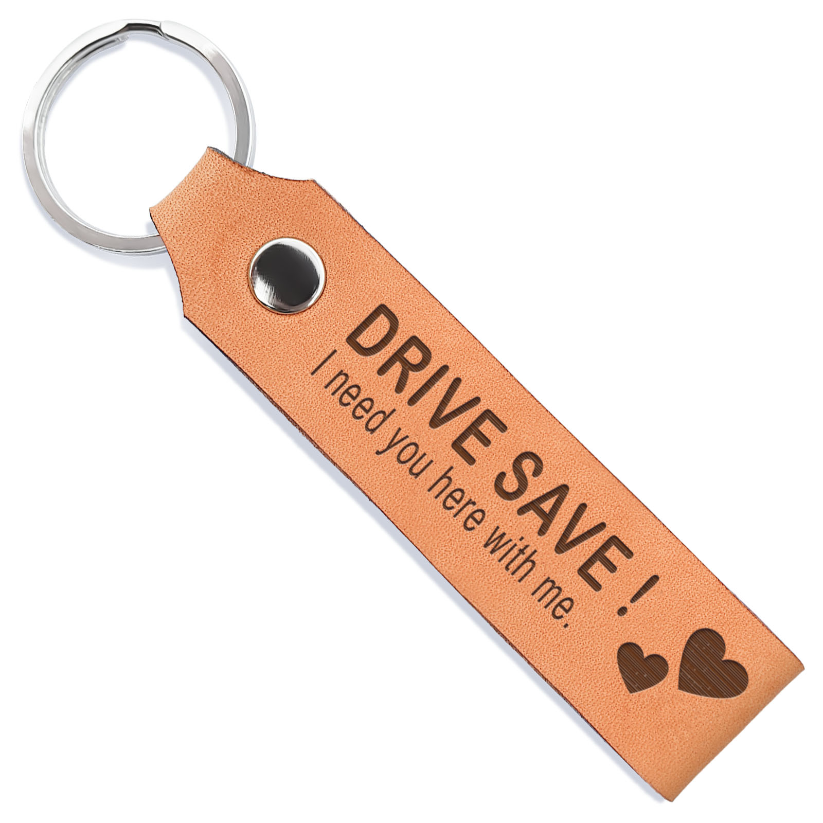 ROYALZ Leder Schlüsselanhänger 'Fahr Vorsichtig' - Geschenk Für Autofahrer